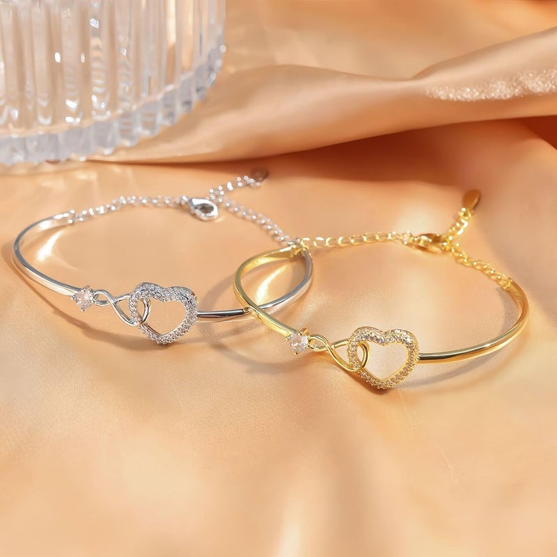 DivaGlamz To My Daughter Forever Connected Bracelet, Infinity Forever Love Heart Bracelets You Are Always In Mine From Mom Cubic Zirconia Adjustable Inspirational Gift Jewelry - Image 5
